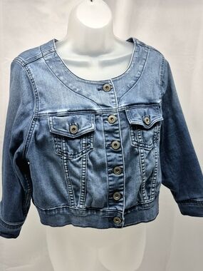 Torrid Denim Crop Collarless Jacket Medium Wash Plus Size 1 Versatile Layering
